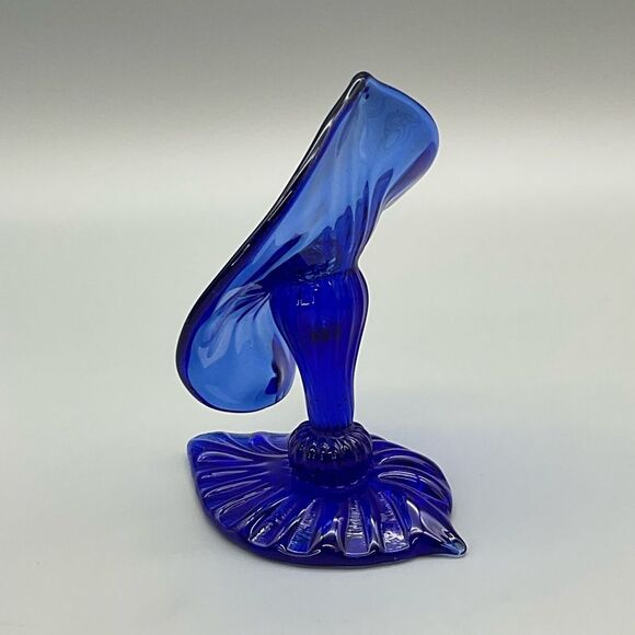 Jack in the Pulpit Vintage Cobalt Blue Studio Art Glass Signed J Deanda - Picture 11 of 12
